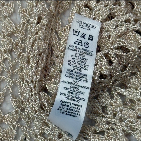 Dunnes Stores Beige Crocheted Beaded Tasseled Open Front Cardigan Medium - Picture 10 of 12